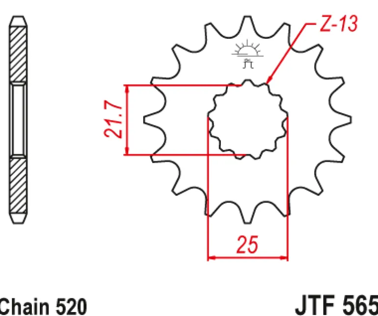 JT Zębatka Przednia JTF565 rozmiar 520