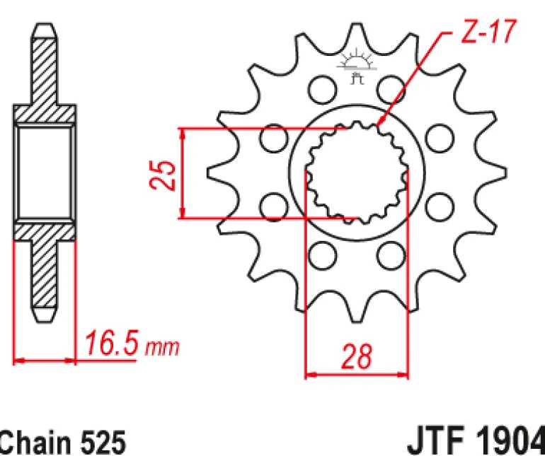 JT Zębatka Przednia JTF1904 rozmiar 525