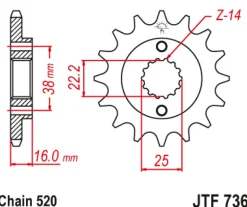 JT Zębatka Przednia JTF736 rozmiar 520