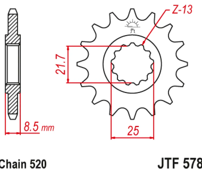 JT Zębatka Przednia JTF578 rozmiar 520