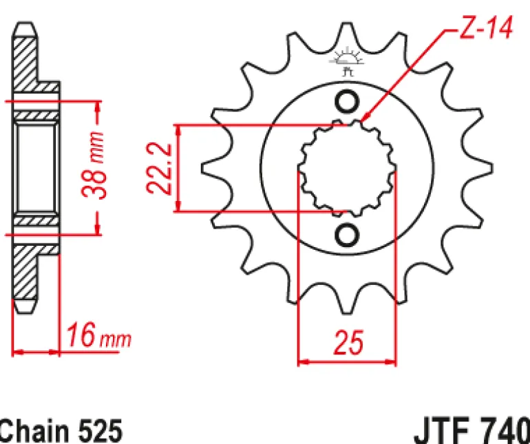 JT Zębatka Przednia JTF740 rozmiar 525