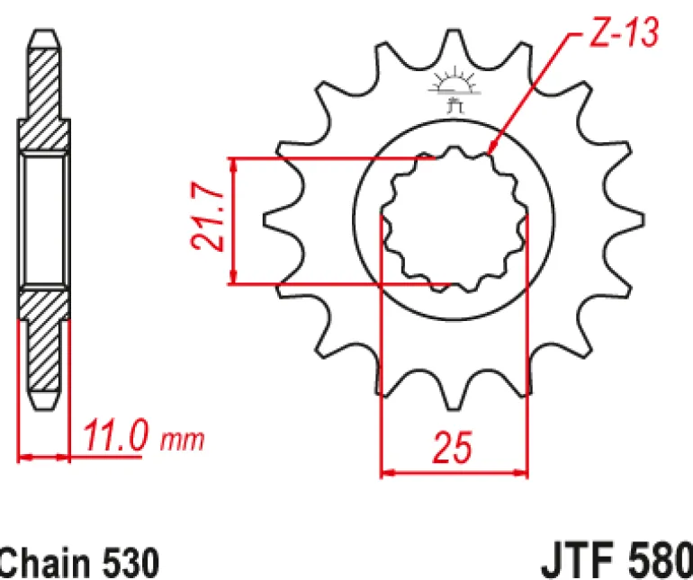 JT Zębatka Przednia JTF580 rozmiar 530