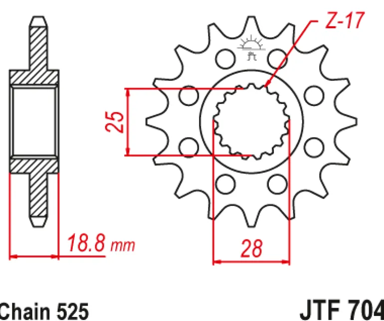 JT Zębatka Przednia JTF704 rozmiar 525