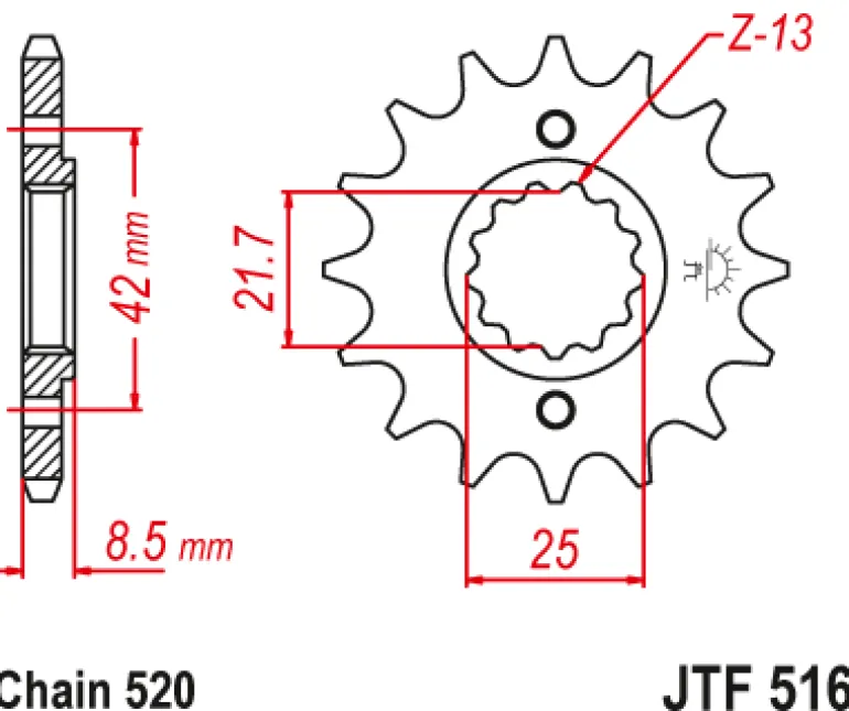 JT Zębatka Przednia JTF516 rozmiar 520
