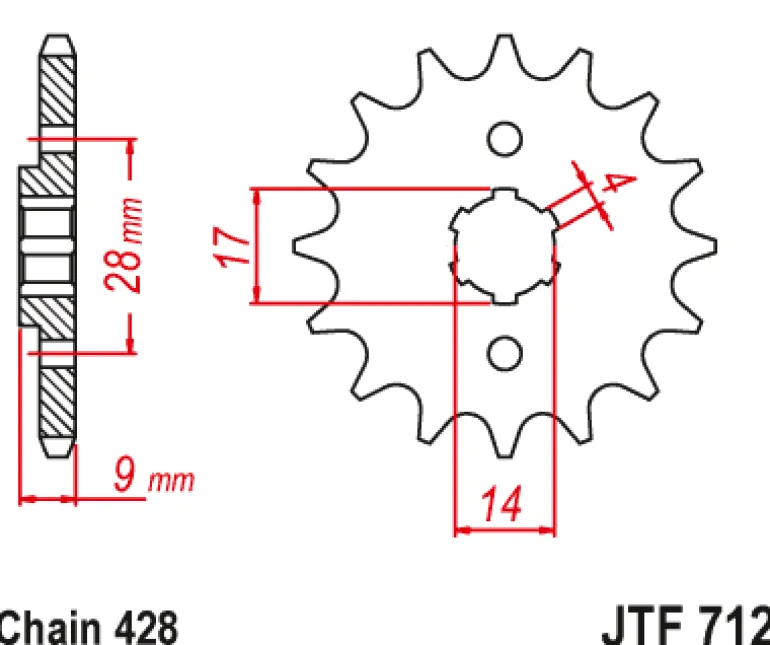 JT Zębatka Przednia JTF712 rozmiar 428