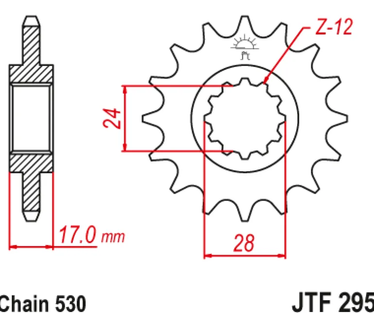 JT Zębatka Przednia JTF295 rozmiar 530