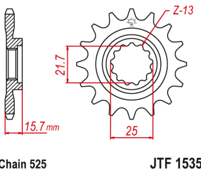 JT Zębatka Przednia JTF1535 rozmiar 525
