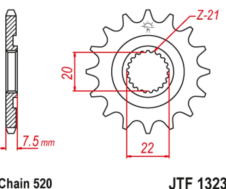 JT Zębatka Przednia JTF1323 rozmiar 520