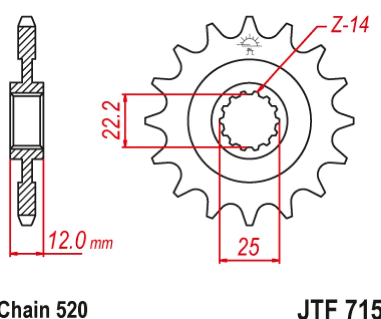 JT Zębatka Przednia JTF715 rozmiar 520