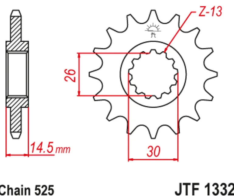 JT Zębatka Przednia JTF1332 rozmiar 525