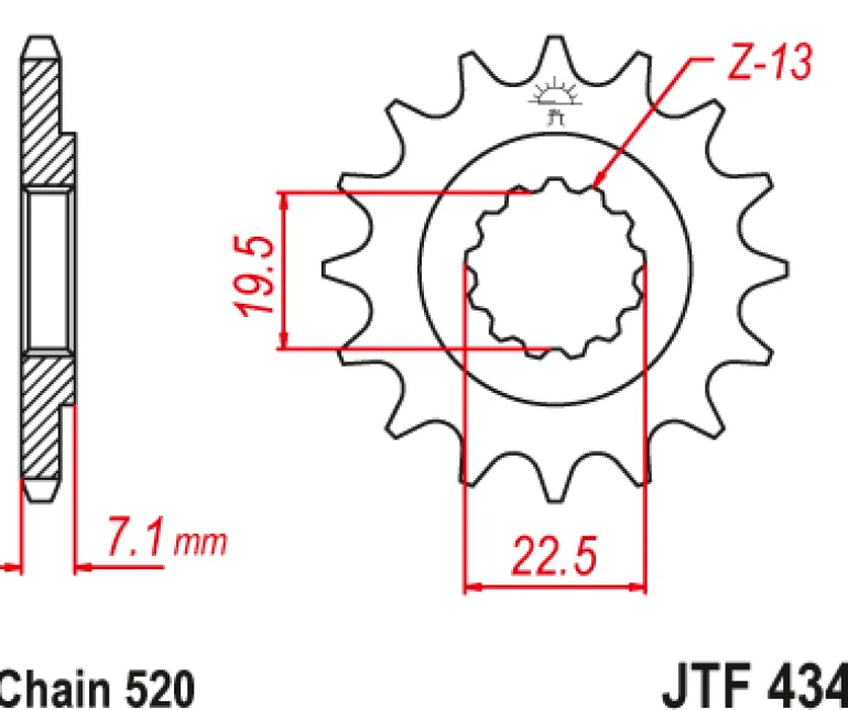 JT Zębatka Przednia JTF434 rozmiar 520