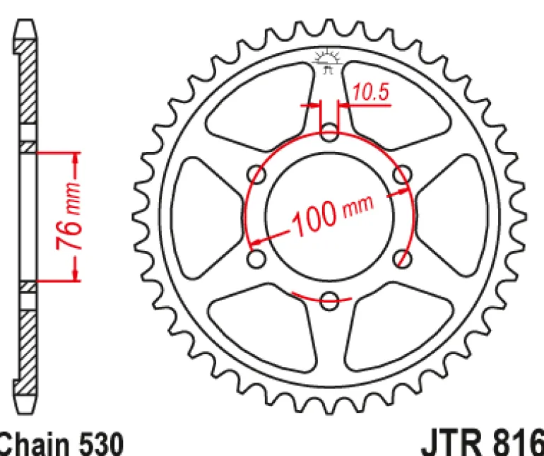 JT Zębatka Tylna JTR816 rozmiar 530